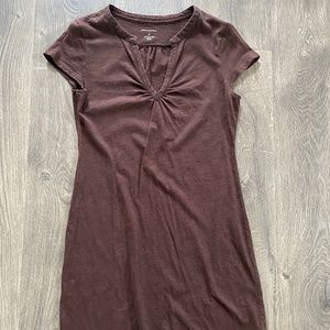 Banana Republic Brown Short Cap Sleeve V-Neck Mid T-Shirt Dress 100% Cotton M